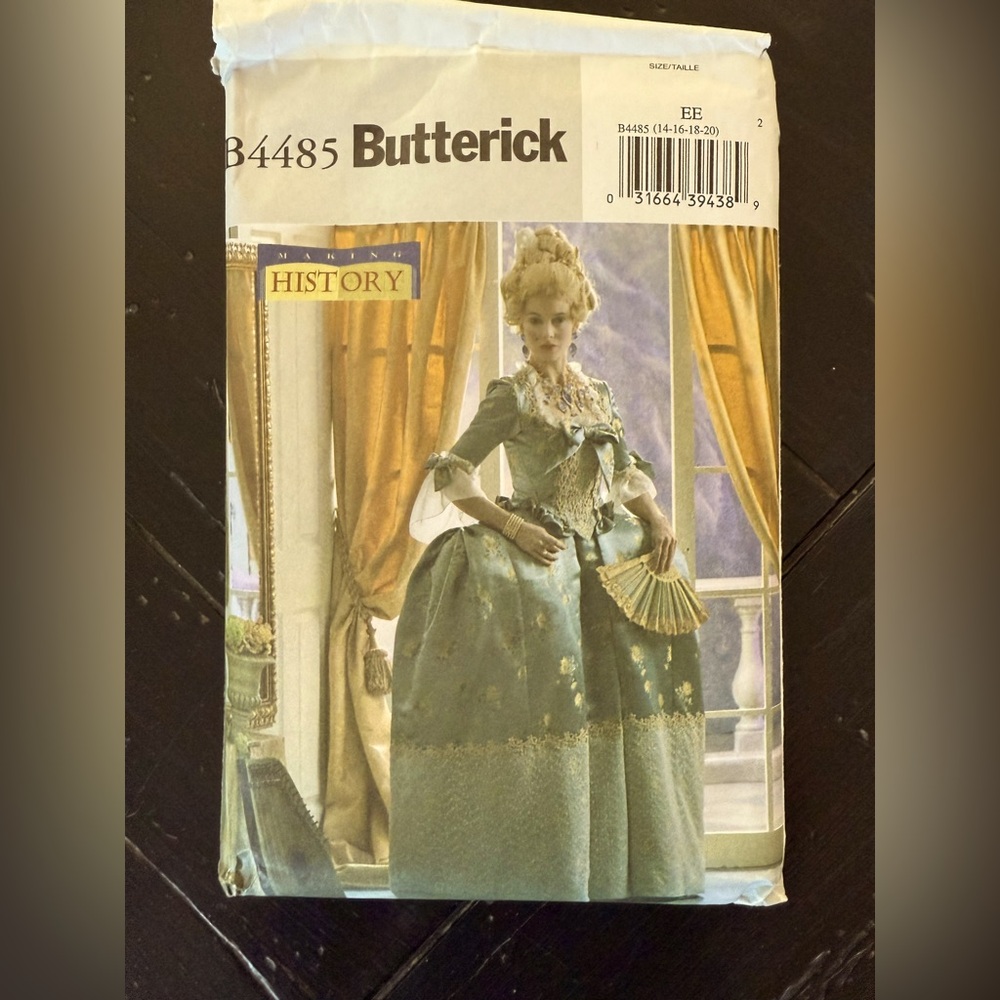 Butterick 18th Century Court Dress sewing‎ pattern. Size 14-26-18-22